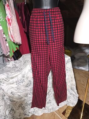Nautica Red and Black Plaid Drawstring Lounge Pants